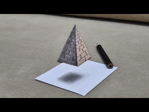 3d drawing pyramid  on paper easy