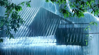 Night Rain to Sleep Well & Beat Insomnia | Heavy Rain on Metal Roof & Powerful Thunder | White Noise