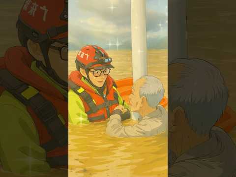 消防士が洪水から高齢男性と赤ちゃんを救出した🚒