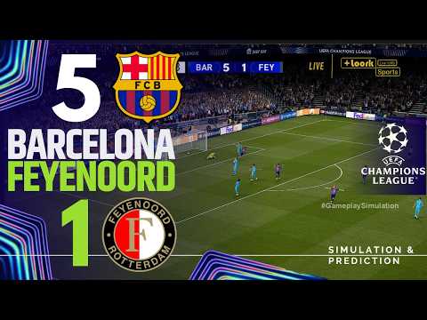 ⚽ Barcelona 5-1 Feyenoord [HIGHLIGHTS] UEFA Champions League 26/27 ✅ | Partido Simulación/Recreación