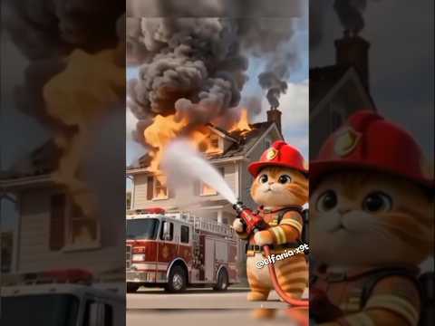 🐱 Unexpected Hero 🚒 Cat's New Fire Truck Saves Boy's House! #shorts #funny #cat #cute #animals