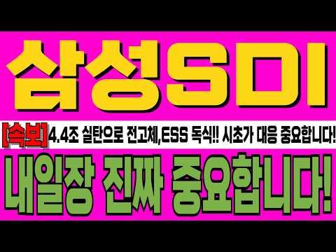 [삼성SDI 주가 전망] 4.4조 실탄으로 전고체,ESS 독식!! 시초가 대응 중요합니다!! 주주분 이라면 필수시청!! 내일장 진짜 중요합니다!!#강반장