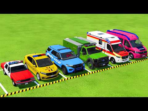 POLICE CARS, FIRE DEPARTMENT, AMBULANCE VEHICLES TRANSPORTING WITH MAN TRUCKS ! Farming Simulator 22