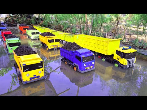 Mobil Truk Tronton Panjang Bongkar Mobil Mobilan Truk Pemadam, Crane, Dump Truck, Truk Molen, Mobil