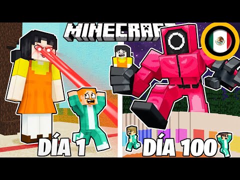 ¡Sobreviví 100 DÍAS en LOS JUEGOS DEL CALAMAR en Minecraft HARDCORE!