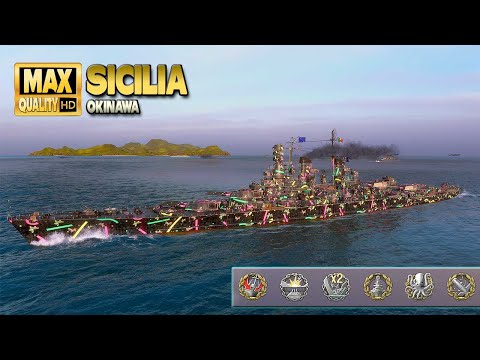 Battleship Sicilia punishes careless destroyers   World of Warships