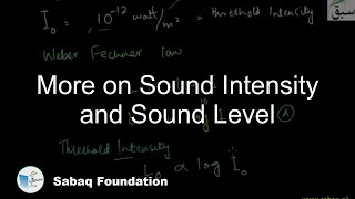 More on Sound Intensity and Sound Level
