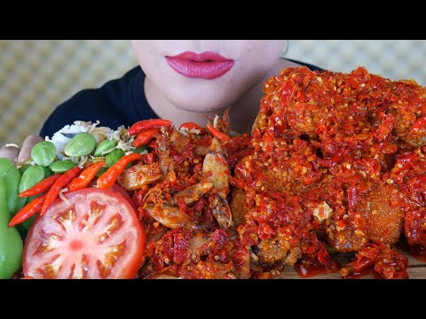 ASMR AYAM CRISPY UTUH SIRAM SAMBEL, SAMBEL CUMI, NASI LIWET | EATING SOUNDS