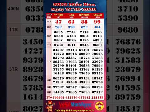 Xổ Số Miền Nam, <strong>XSMN</strong> ngày 17/10/2026, Trực Tiếp KQXS: TP. HCM, Long An, Bình Phước, Hậu Giang