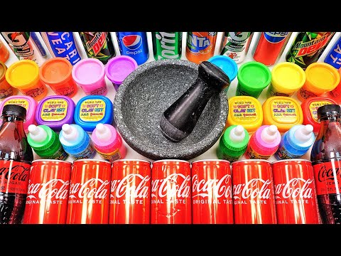 Satisfying Video Making Coca Cola Slime Mixing Soda Pepsi Fanta Sprite into Clear Slime GoGo ASMR