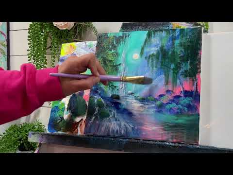 What I Do With MY LEFTOVER PAINT / acrylic step by step tutorial