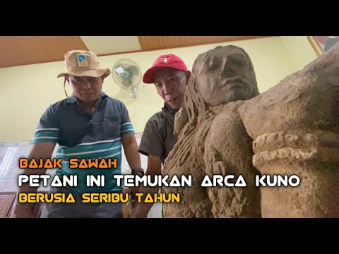 Heboh !! Petani Temukan Arca Saat Membajak Sawah di Kediri