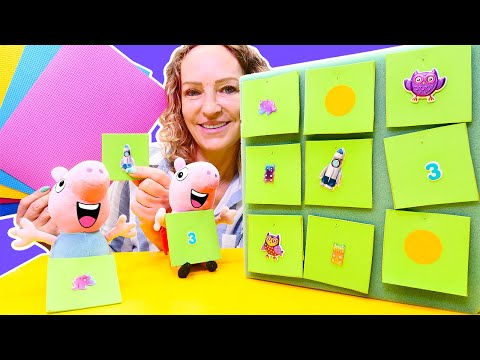 Spielzeug Video mit Peppa Wutz und Nicole. Memory-Spiel für Peppa und Schorsch