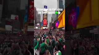 Aficionados de Palmeiras se citan en Time Square antes del debut de su equipo #mundial #brasil