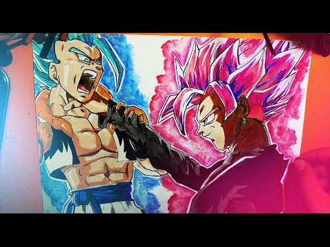 BLACK GOKU VS GOGETA SSGSS REVEALED!!! | Desenhando Goku Black Super Saiyajin Rosé vs Gogeta SSGSS!!