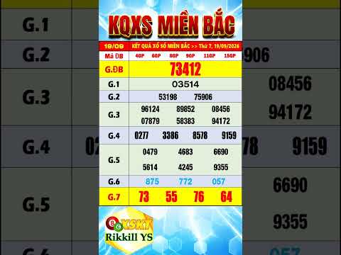 Xổ <strong>số</strong> miền bắc <strong>hôm</strong> nay thứ 7 ngày 19/9/2026 - XS Miền Bắc - XSMB - KQXSMB