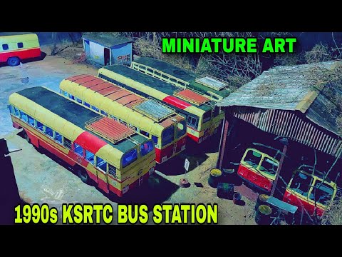 OLD KERALA BUS STAND MINIATURE ART