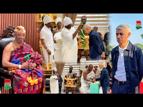 LONDON Mayor Sir Sadiq arrive on his GH historic visit to pay Homage to GaMantse HRM Tackie Tsuru II