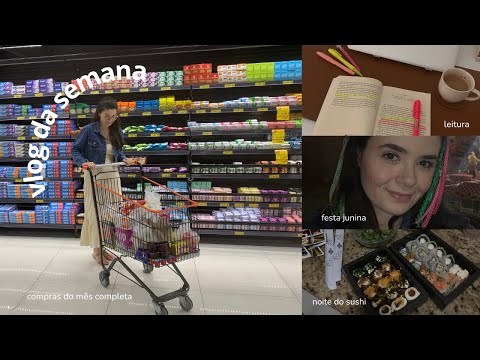 COMPRAS DO MÊS COMPLETA NO SUPERMERCADO, festa junina, rotina saudável, treino e leitura...