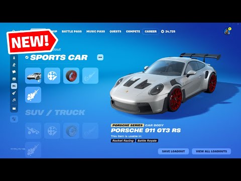 Fortnite NEW Porsche 911 GT3 RS Cosmetics (Car Body, Decals and Wheel)