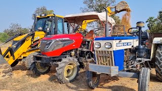 Jcb 3dx Eco Xpert Backhoe Loader Machine Loading Mud In Mahindra and Swaraj Tractor | Jcb Video