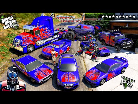 GTA 5 - Stealing TRANSFORMERS "OPTIMUS PRIME" Cars with Franklin! (Real Life Cars #297)