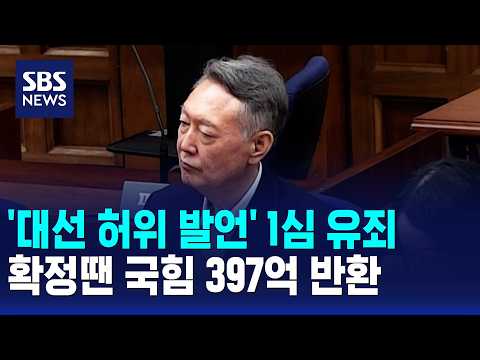 '대선 허위 발언' 1심 유죄..확정땐 국힘 397억 반환 / SBS 모닝와이드 1부