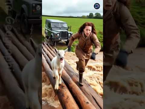 mother goat falls into huge canal saved by his baby goat #animals #goat #wildlife