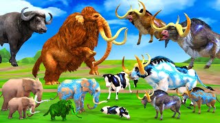 Prehistoric Animals 10 Woolly Mammoth Mastodon Elephant vs 10 Giant Big Bulls Epic Battle Simulator