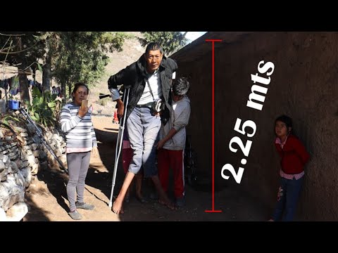 el hombre mas alto de Mexico pide ayuda en las calles