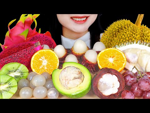 ASMR EXOTIC FRUITS 🤤 DURIAN, RAMBUTAN, MANGOSTEEN, LONGAN, KIWI, DRAGON FRUIT, AVOCADO, TANGERINE
