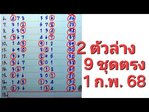 สูตรหวย 2ตัวล่าง 9ชุดตรง สูตรที่เดินดี17งวดติด งวด1กุมภาพันธ์68มาลุ้นเดินต่อ