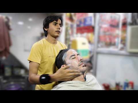 ASMR Face Massage, Shave & Beard Trim by 18-Year-Old in Delhi!