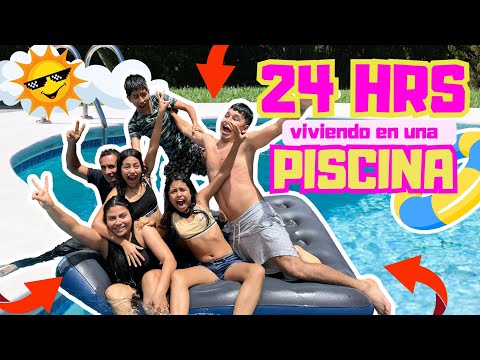 24 HORAS VIVIENDO EN UNA PISCINA😱 (Valentina se salió de la piscina) // jonfer y valentína