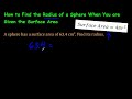 Finding Radius and Diameter from Surface Area of a Sphere