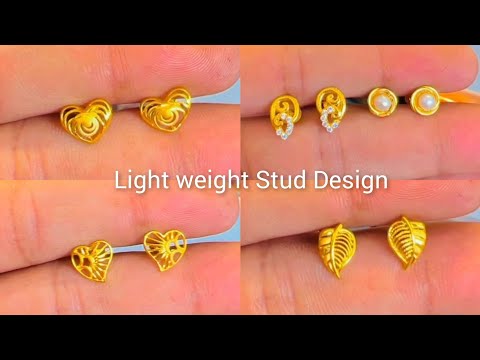 Light weight Gold Earring Stud Design with weight