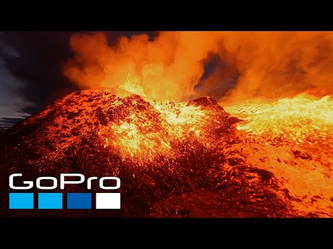 GoPro HERO10: Flying up Close Over an Active Volcano in Iceland