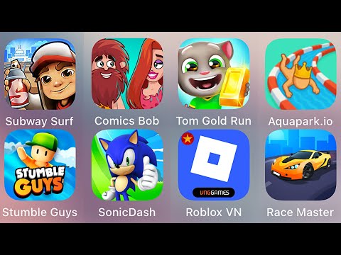 Roblox,Aquapark.io,Subway Surf,Tom Gold Run,Stumble Guys,Sonic Dash,Race Master 3D,Going Balls