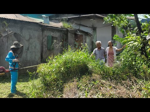 Husband and Wife Happy to See Us Help Clear Overgrown Grass Abandoned House | Clean Up