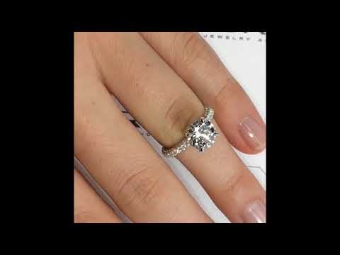 2.2 ct Round Diamond Engagement Ring with Three-Row Band