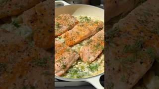 Creamy Seared Salmon & Orzo Pasta