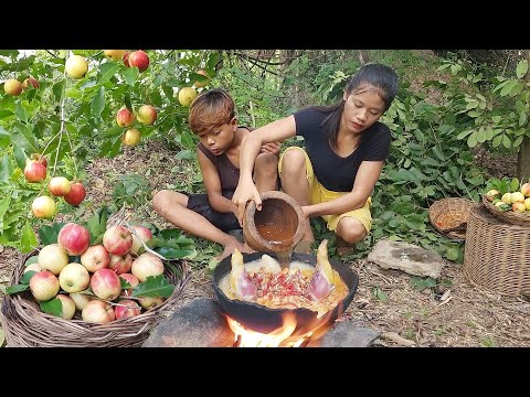 Cooking Big Chicken using wild recipe and Eating Yummy yummy for lunch