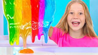 Nastya et ses amis fabriquent un slime géant à la pastèque à la maison