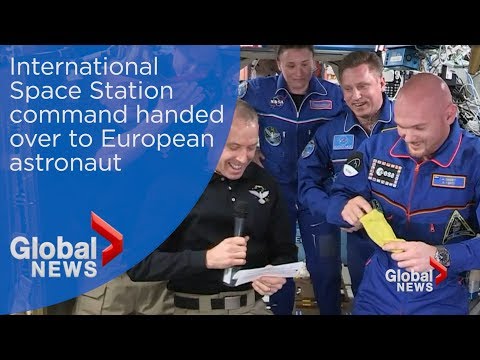 Change of command ceremony at International Space Station