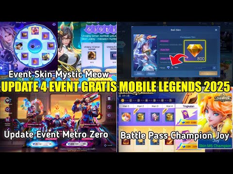 UPDATE EVENT SKIN MYSTIC MEOW, SKIN LUO YI CREATE 1 DM, SKIN JOY M6 CHAMPION, EVENT METRO ZERO MLBB