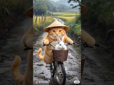 The Purrfect Bunny Adventure: Cat & Rabbit's Epic Journey!#youtube # youtub short #virel video