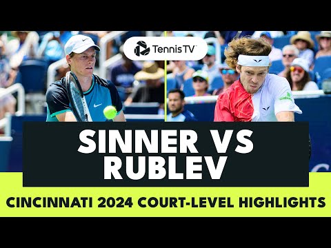 Jannik Sinner vs Andrey Rublev Court-Level Highlights | Cincinnati 2024