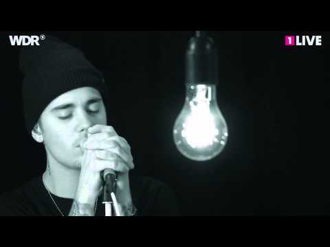 Justin Bieber - What Do You Mean acoustic @ 1LIVE Radio. (Cologne, Germany)