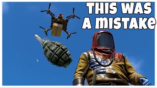 YouTube thumbnail for Oblivion's video titled 'Dropping Grenades From Drones In Rust'