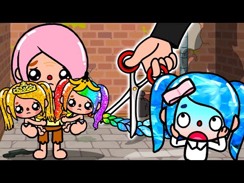 Gold Hair, Diamond Hair and Rainbow Hair are TRIPLET sisters | Toca Life Story | Toca Boca